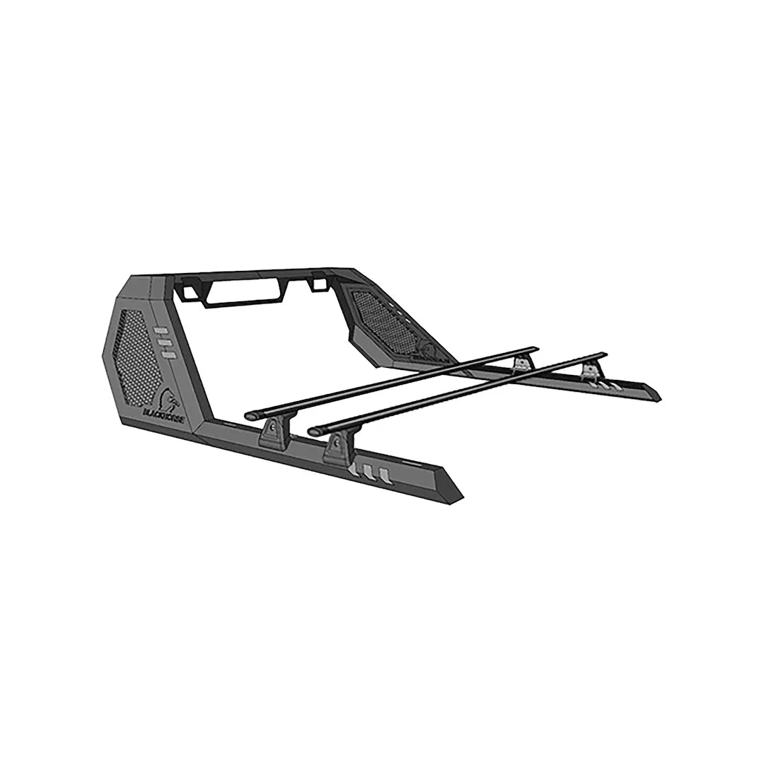 VRCB6409B-G – BLACK HORSE Truck Bed Bar, Modular With Extended Side Rails For Tie Down Points With 2 Built-In Led Cub...